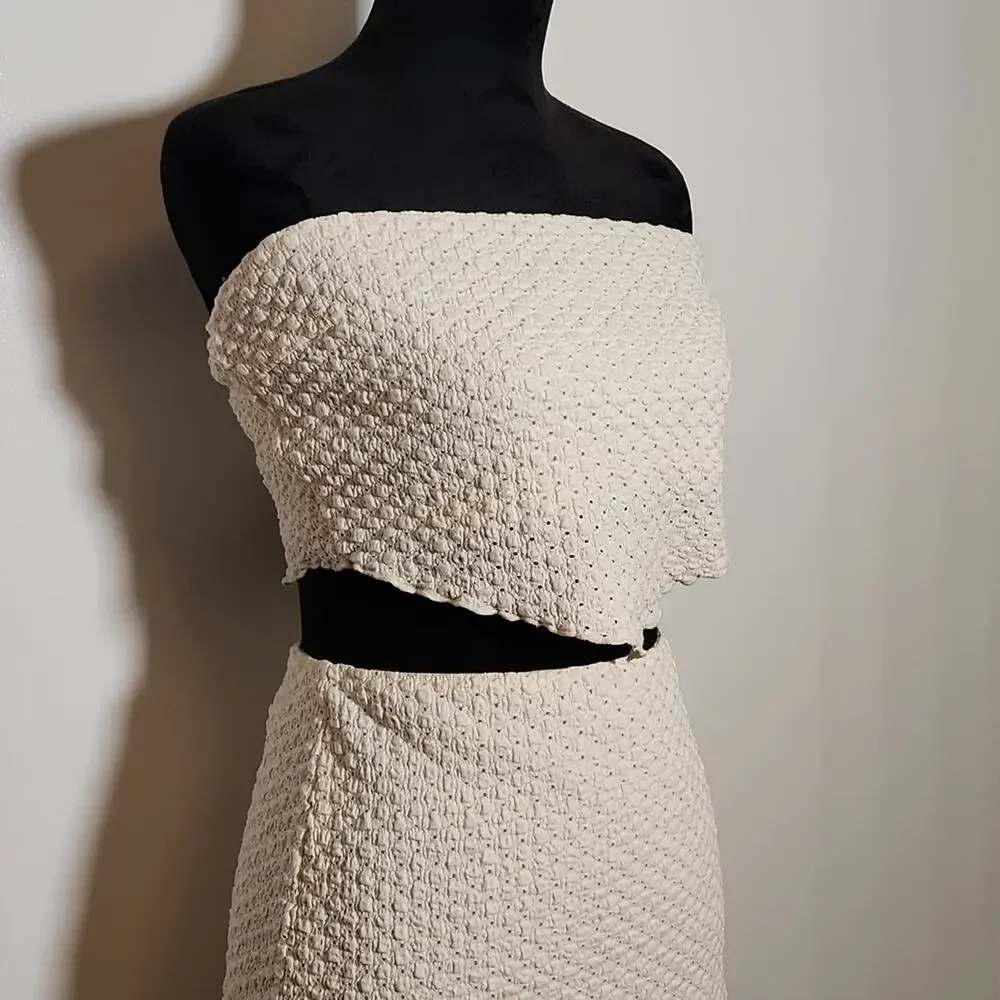 LE LIS NWT 2Pc Knit Scarf Tube Top and Mini Skirt, Size Large